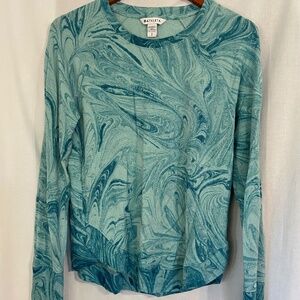 Athleta Blue Marbled Mindset Long-Sleeve Crew Neck Sweatshirt Women's Small